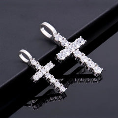 Radiant Pavé Cross Moissanite Pendant - product view 2