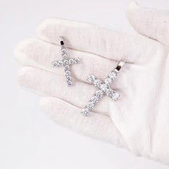 Radiant Pavé Cross Moissanite Pendant - product view 3