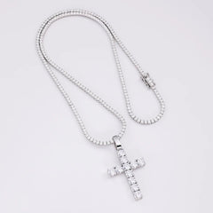 Radiant Pavé Cross Moissanite Pendant - product view 6