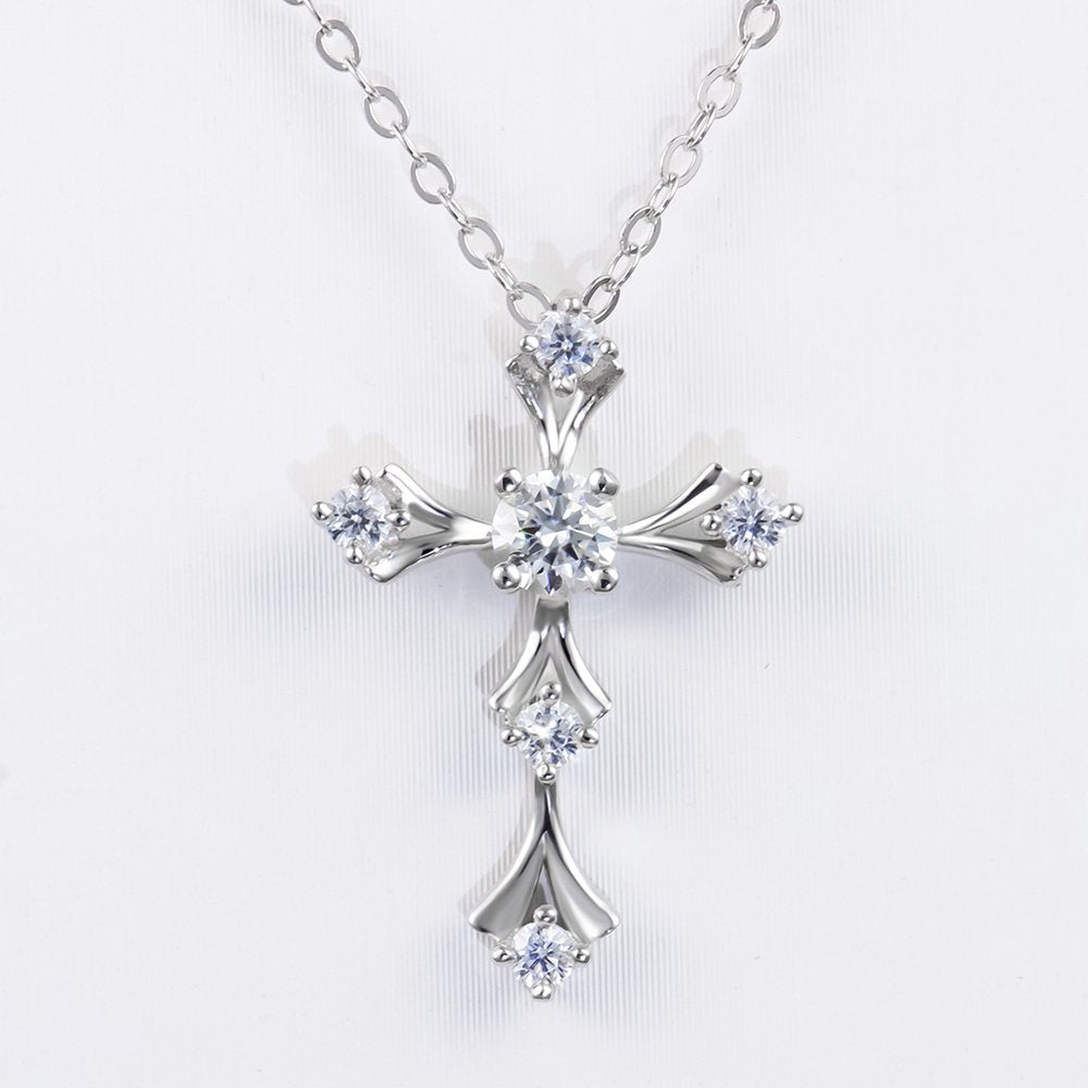 Six-Stone Cross Moissanite Pendant - product view 1