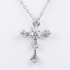 Six-Stone Cross Moissanite Pendant - product view 1