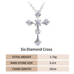 Six-Stone Cross Moissanite Pendant - product view 3