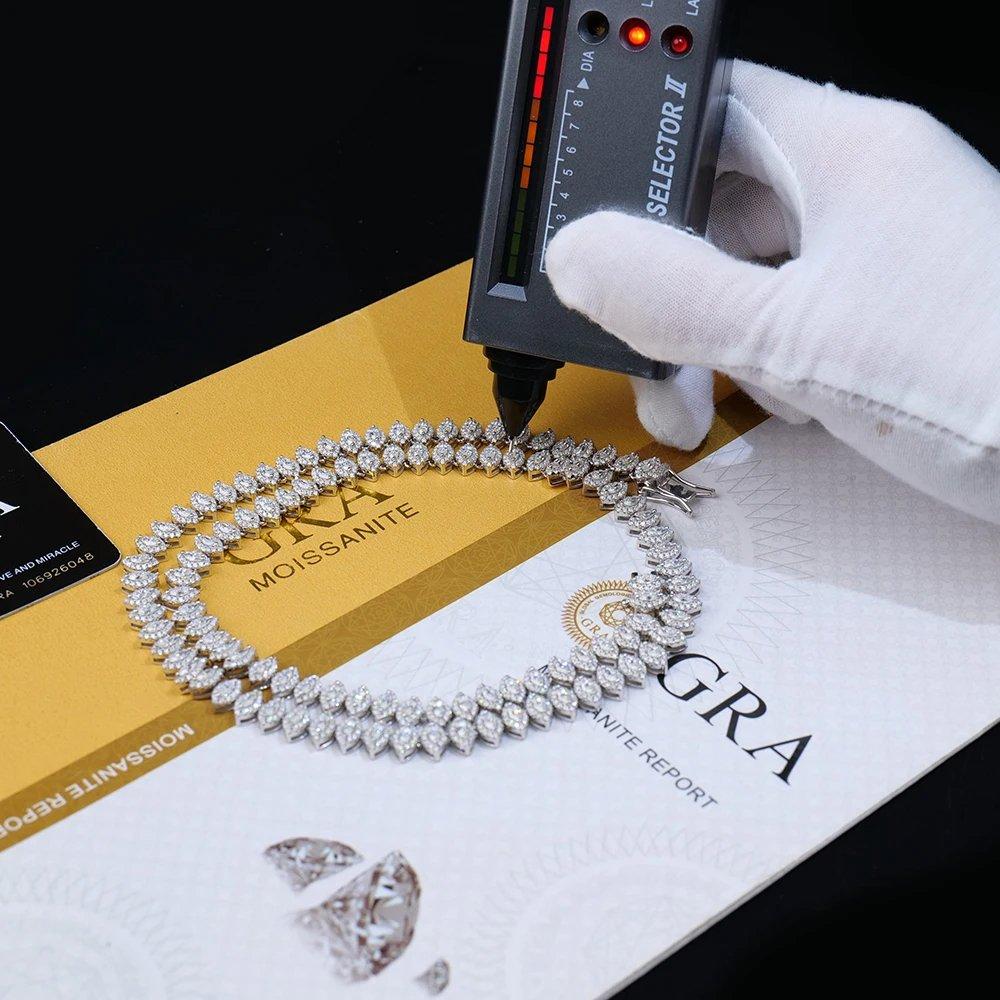 7mm Marquise-Cluster Moissanite Tennis Chain - product view 1