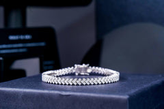 Double-Row Chevron V-Shape Moissanite Tennis - product view 2