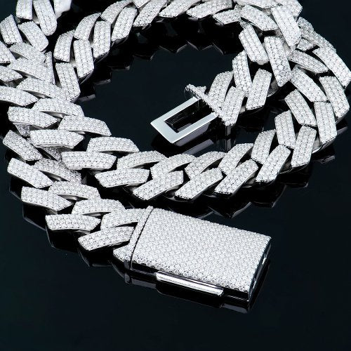 16mm Three-Row Angular Iced-Out Moissanite Cuban - product view 1