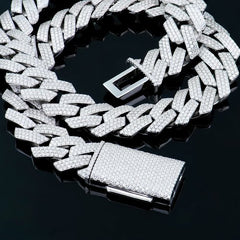 16mm Three-Row Angular Iced-Out Moissanite Cuban - product view 1