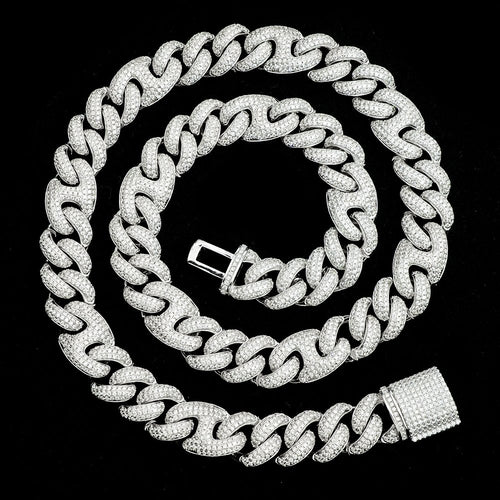 15mm Iced-Out Double-Bar Mariner - product view 1