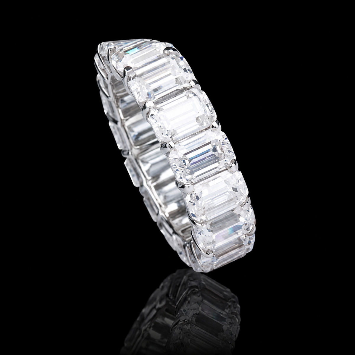 Emerald-Cut Moissanite Eternity Band - 3 × 5 mm - product view 1