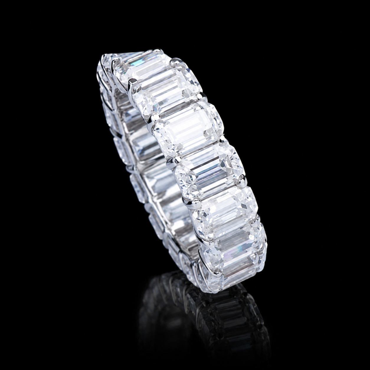 Emerald-Cut Moissanite Eternity Band - 5 × 7 mm - product view 1